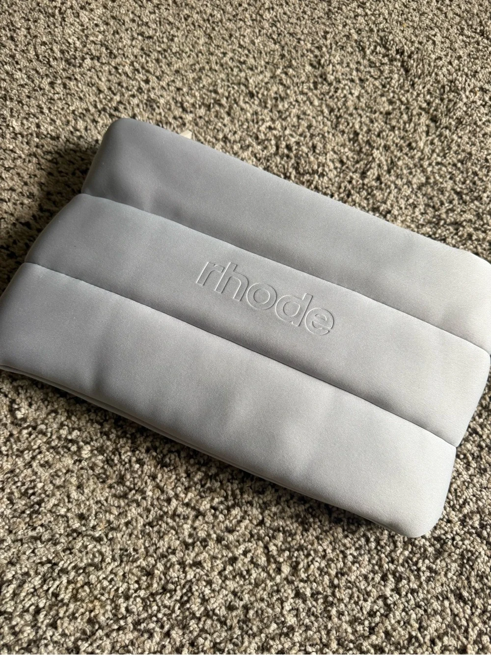 RHODE Light Gray Padded Travel Pouch with Pink tattoos & Gray Eye Patches